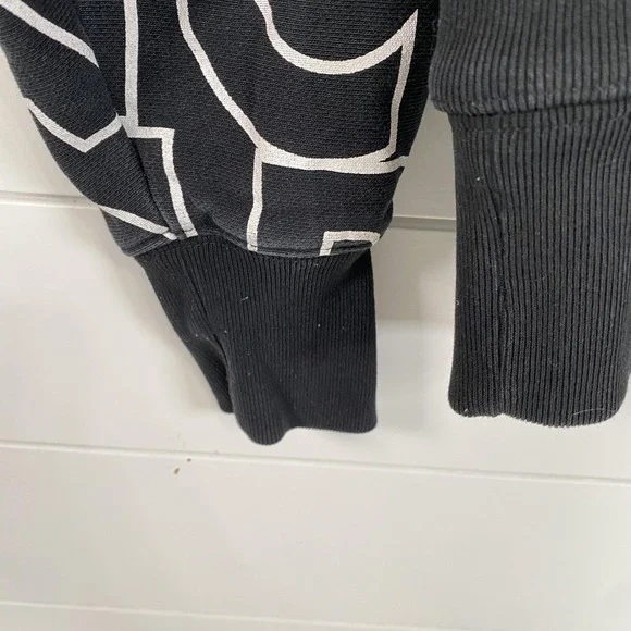 Champion Reverse Weave Hoodie Mens Medium Black All Over Pullover Sweatshirt - Picture 5 of 12